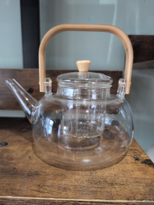 Glass kettle with glass infuser Bamboo handle 1000ml